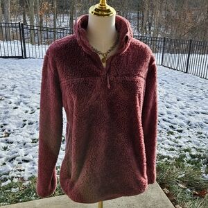 Eddie Bauer | Dark Mauve Quarter Zip Sherpa Pullover